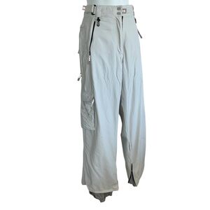686 Gray Snowboard / Ski Pants, zip pockets, & boot covers, velcro waist tabs. L